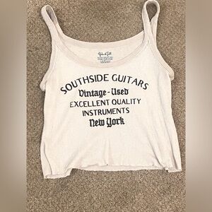 Brandy Melville White Graphic Tank Top One Size